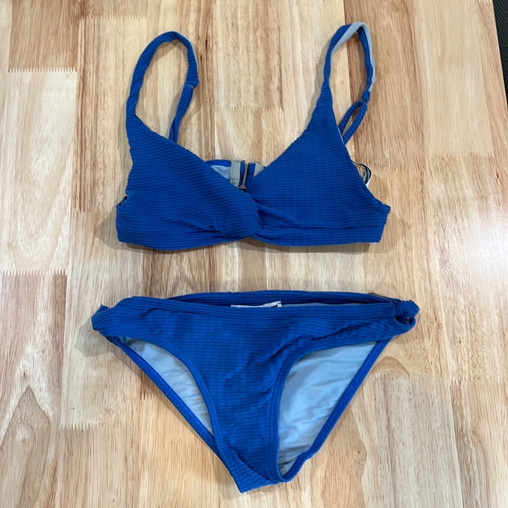 Prism London Blue Ribbed Bikini Set (top and bottom)